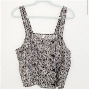 BP Plus Size Black/White Button Down Blouse Crop Top 1X